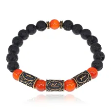 Рунический браслет Защита от колдовства, лава + сердолик BSRL2-032