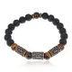 Рунический браслет Материальное благополучие, лава + тигровый глаз BSRL2-034