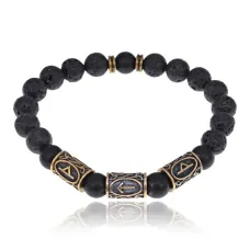 Рунический браслет Защитный барьер, лава + шунгит BSRL2-036