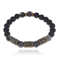 Рунический браслет Победа, достижение цели, лава + лабрадор BSRL2-037