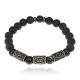 Рунический браслет Преумножение собственности, лава + черный агат BSRL2-040