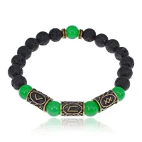 Рунический браслет Скорейшее избавление от болезней, лава + нефрит BSRL2-042