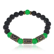 Рунический браслет Скорейшее избавление от болезней, лава + нефрит BSRL2-042