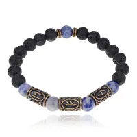 Рунический браслет Прорыв в бизнесе, лава + содалит BSRL2-043