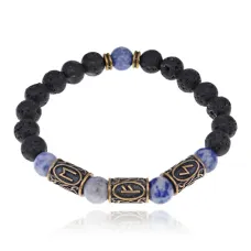 Рунический браслет Прорыв в бизнесе, лава + содалит BSRL2-043