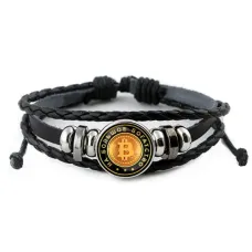 Кожаный браслет На большое богатство (Биткоин) BSK-0004