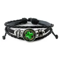 Кожаный браслет Клевер удачи BSK-0005