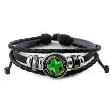 Кожаный браслет Клевер удачи BSK-0005