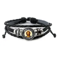 Кожаный браслет Иисус Христос BSK-0098
