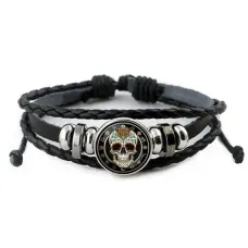 Кожаный браслет Череп BSK-0181
