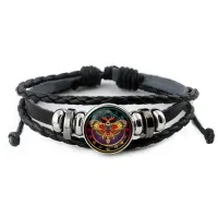 Кожаный браслет Мотылек Мертвая голова BSK-0183