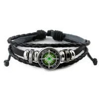 Кожаный браслет Крест с глазом и клинками BSK-0194