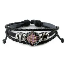 Кожаный браслет Цветок жизни BSK-0208