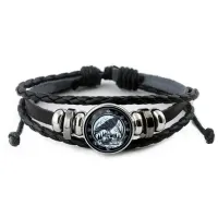 Кожаный браслет Ворон на черепе BSK-0209