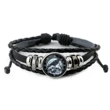 Кожаный браслет Ворон на черепе BSK-0209