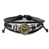 Кожаный браслет Где Россия, там мир BSK-0238