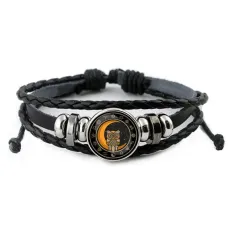 Кожаный браслет Сова на месяце BSK-0250