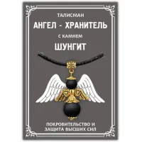 Талисман Ангел-хранитель с натуральным камнем Шунгит, цвет золотой AH016-G