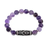 Браслет с 6-глазой бусиной Дзи и нат.камнем Аметист BSDS-16-03