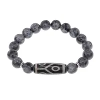 Браслет с 6-глазой бусиной Дзи и нат.камнем Лабрадор BSDS-16-08