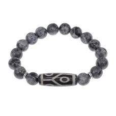 Браслет с 6-глазой бусиной Дзи и нат.камнем Лабрадор BSDS-16-08