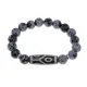Браслет с 6-глазой бусиной Дзи и нат.камнем Снежный обсидиан BSDS-16-14