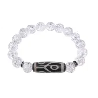 Браслет с 6-глазой бусиной Дзи и синт.камнем Сахарный кварц BSDS-16-16