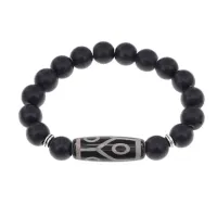 Браслет с 6-глазой бусиной Дзи и синт.камнем Шунгит BSDS-16-24