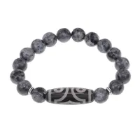 Браслет с 3-глазой бусиной Дзи и нат.камнем Лабрадор BSDS-17-08