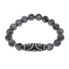 Браслет с 3-глазой бусиной Дзи и нат.камнем Лабрадор BSDS-17-08
