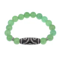 Браслет с 3-глазой бусиной Дзи и нат.камнем Нефрит BSDS-17-13