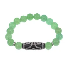 Браслет с 3-глазой бусиной Дзи и нат.камнем Нефрит BSDS-17-13