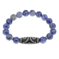 Браслет с 3-глазой бусиной Дзи и нат.камнем Содалит BSDS-17-18