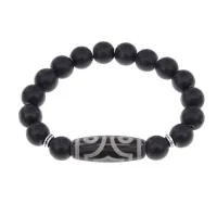 Браслет с 3-глазой бусиной Дзи и синт.камнем Шунгит BSDS-17-24