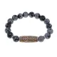 Браслет с 4-глазой бусиной Дзи и нат.камнем Снежный обсидиан BSDS-21-14