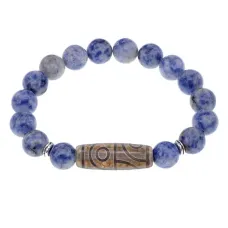 Браслет с 4-глазой бусиной Дзи и нат.камнем Содалит BSDS-21-18