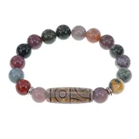 Браслет с 4-глазой бусиной Дзи и нат.камнем Яшма BSDS-21-25