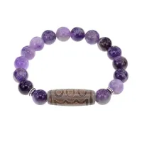 Браслет с 5-глазой бусиной Дзи и нат.камнем Аметист BSDS-22-03