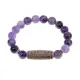 Браслет с 5-глазой бусиной Дзи и нат.камнем Аметист BSDS-22-03