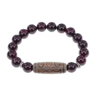 Браслет с 5-глазой бусиной Дзи и нат.камнем Гранат BSDS-22-06