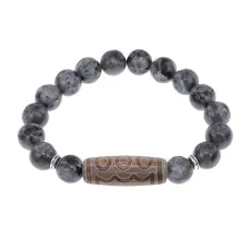 Браслет с 5-глазой бусиной Дзи и нат.камнем Лабрадор BSDS-22-08