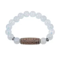 Браслет с 5-глазой бусиной Дзи и синт. камнем Лунный камень BSDS-22-11