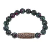 Браслет с 5-глазой бусиной Дзи и синт.камнем Цоизит BSDS-22-22