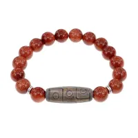 Браслет с 9-глазой бусиной Дзи и синт. камнем Коричневый авантюрин BSDS-23-01