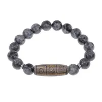 Браслет с 9-глазой бусиной Дзи и нат.камнем Лабрадор BSDS-23-08