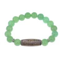 Браслет с 9-глазой бусиной Дзи и нат.камнем Нефрит BSDS-23-13