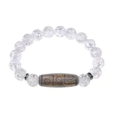 Браслет с 9-глазой бусиной Дзи и синт.камнем Сахарный кварц BSDS-23-16