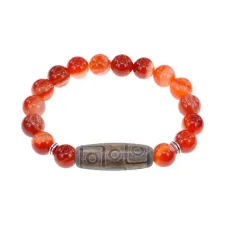 Браслет с 9-глазой бусиной Дзи и нат.камнем Сердолик BSDS-23-17