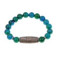 Браслет с 9-глазой бусиной Дзи и синт. камнем Хризоколла BSDS-23-21