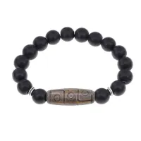 Браслет с 9-глазой бусиной Дзи и синт.камнем Шунгит BSDS-23-24